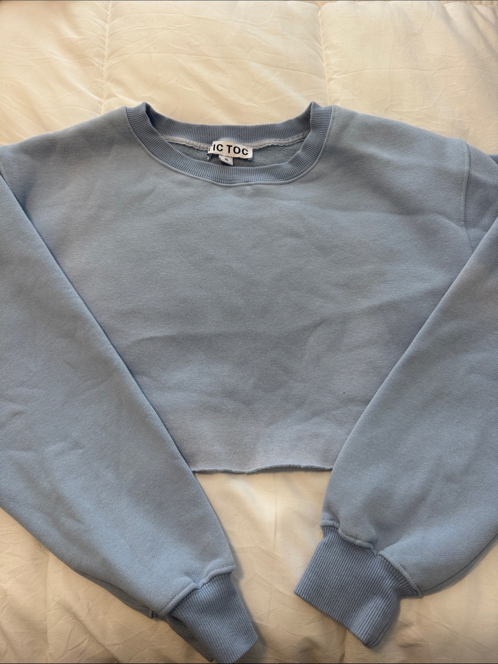 C T O C Light Blue Cropped Crew Sweatshirt